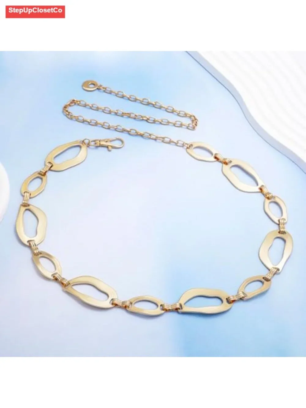 Chunky Waist Chain Belt for Dresses Gold Alloy Curb Link Body Chain
